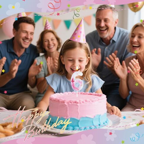 شموع عيد ميلاد الباليه ، راقصة الباليرينا ، زخارف حفلة عيد ميلاد ، شموع عيد ميلاد لكعكة توببر (الوردي ، رقم 6) in Kuwait
