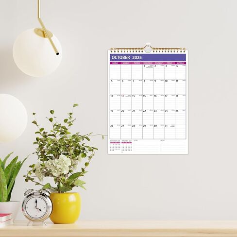 2025-2026 Wall Calendar – 18 Monthly Calendar 2025-2026, 8.5 x 11 In, Jan 2025 - Jun 2026, Small Calendar 2025 Vertical, Ruled Blocks, Thick Paper, Holidays, To-do ＆ Notes, Great for Planning in Saudi Arabia