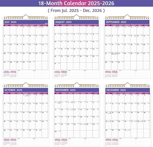 2025-2026 Wall Calendar – 18 Monthly Calendar 2025-2026, 8.5 x 11 In, Jan 2025 - Jun 2026, Small Calendar 2025 Vertical, Ruled Blocks, Thick Paper, Holidays, To-do ＆ Notes, Great for Planning in Saudi Arabia