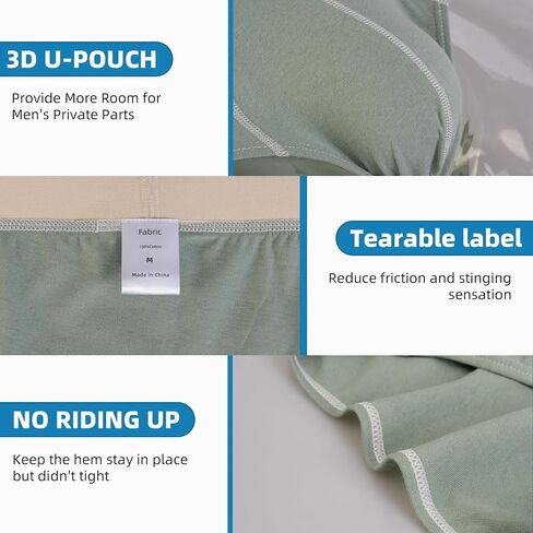 Men's Cotton Breathable Briefs, Ultra Soft No Fly Underwear with Supportive Pouch, 4 Pack in Kuwait