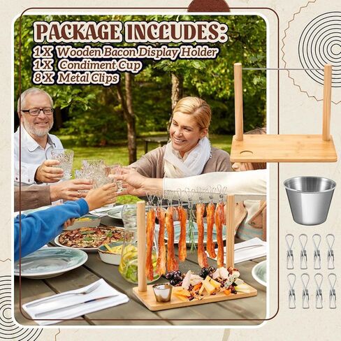 16 Inch Bacon Display Rack Bacon Tray Wooden Bacon Hanger Bacon Serving Dishes Meat Display Holder for Wedding Home Party Housewarming Gifts in Kuwait