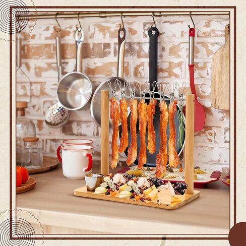 16 Inch Bacon Display Rack Bacon Tray Wooden Bacon Hanger Bacon Serving Dishes Meat Display Holder for Wedding Home Party Housewarming Gifts in Kuwait