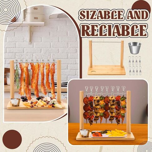 16 Inch Bacon Display Rack Bacon Tray Wooden Bacon Hanger Bacon Serving Dishes Meat Display Holder for Wedding Home Party Housewarming Gifts in Kuwait