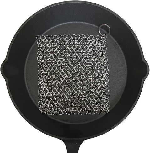 316 Premium Stainless Steel Cast Iron Cleaner, Chainmail Scrubber for Cast Iron Pan Pre-Seasoned Pan Dutch Ovens Waffle Iron Pans Scraper Cast Iron Grill Scraper Skillet Scraper HOVhomeDEVP (7 Inch) in Kuwait
