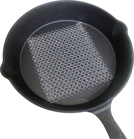 316 Premium Stainless Steel Cast Iron Cleaner, Chainmail Scrubber for Cast Iron Pan Pre-Seasoned Pan Dutch Ovens Waffle Iron Pans Scraper Cast Iron Grill Scraper Skillet Scraper HOVhomeDEVP (7 Inch) in Kuwait