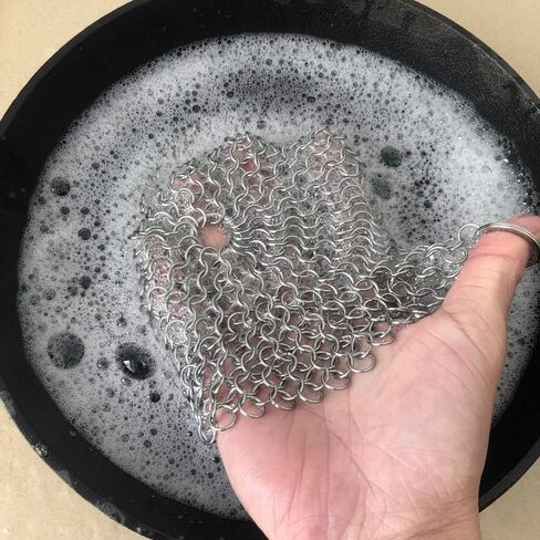 316 Premium Stainless Steel Cast Iron Cleaner, Chainmail Scrubber for Cast Iron Pan Pre-Seasoned Pan Dutch Ovens Waffle Iron Pans Scraper Cast Iron Grill Scraper Skillet Scraper HOVhomeDEVP (7 Inch) in Kuwait