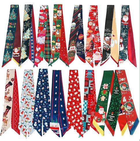 QTMY 16 Pack Christmas Purse Scarf for Bags Silk Head Scarf for Hair Handbag Women Hair Neck Scarves Gifts,144 in Saudi Arabia