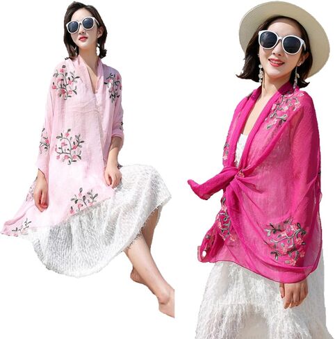 Tapp Collections Embroidery Chiffon Scarf Wrap Shawl Lightweight Scarf for Women Fashion Summer Fall Scarf in Kuwait