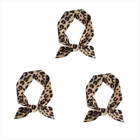 3 PCS Brown Leopard Neck Tie Chic Skinny Ravid Band Basslish Presh Accf Leopard Accessory Women's Fashions Orchves and Wraps in Kuwait