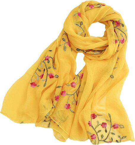 Tapp Collections Embroidery Chiffon Scarf Wrap Shawl Lightweight Scarf for Women Fashion Summer Fall Scarf in Kuwait