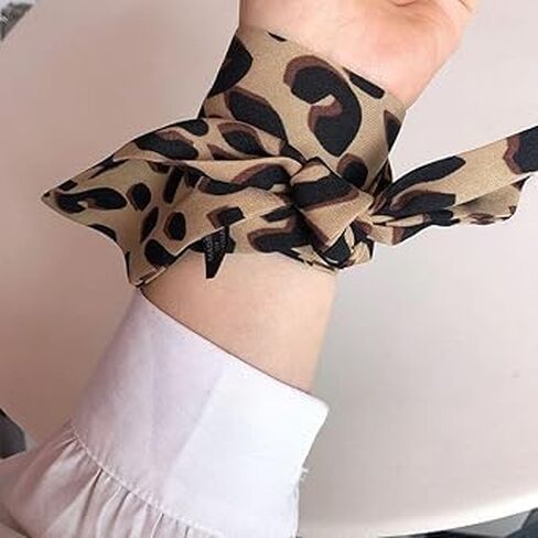 3 PCS Brown Leopard Neck Tie Chic Skinny Ravid Band Basslish Presh Accf Leopard Accessory Women's Fashions Orchves and Wraps in Kuwait