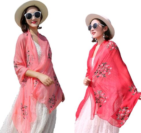 Tapp Collections Embroidery Chiffon Scarf Wrap Shawl Lightweight Scarf for Women Fashion Summer Fall Scarf in Kuwait