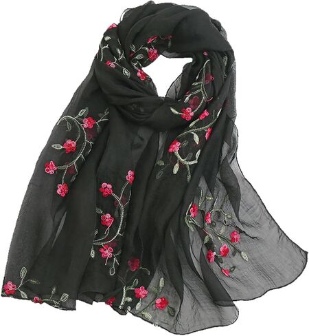 Tapp Collections Embroidery Chiffon Scarf Wrap Shawl Lightweight Scarf for Women Fashion Summer Fall Scarf in Kuwait