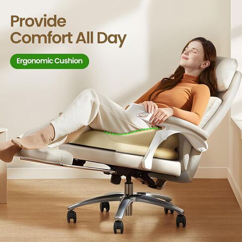 Benazcap Memory Foam Office Chair Cushion, Ergonomic Seat Cushion for Sciatica & Tailbone Pain Relief for Long Sitting for Gaming Chair and Car Seat- Black&Gray in Kuwait