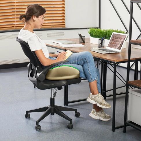 Benazcap Memory Foam Office Chair Cushion, Ergonomic Seat Cushion for Sciatica & Tailbone Pain Relief for Long Sitting for Gaming Chair and Car Seat- Black&Gray in Kuwait