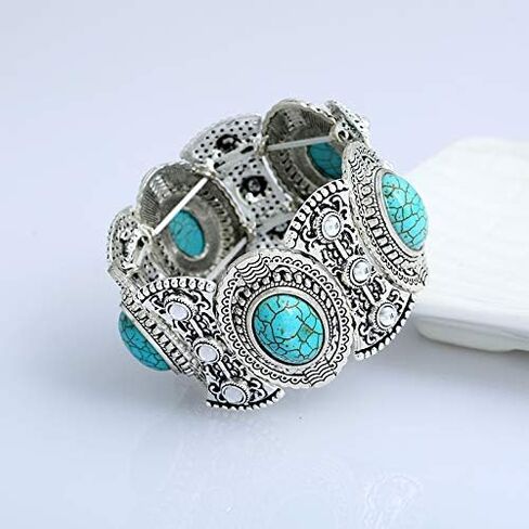 3pcs bohemian turquoise المجوهرات مجموعة للنساء المجوهرات الغربية boho الفيروز قلادة قلادة قلادة قلادة عتيقة دانغنن in Saudi Arabia