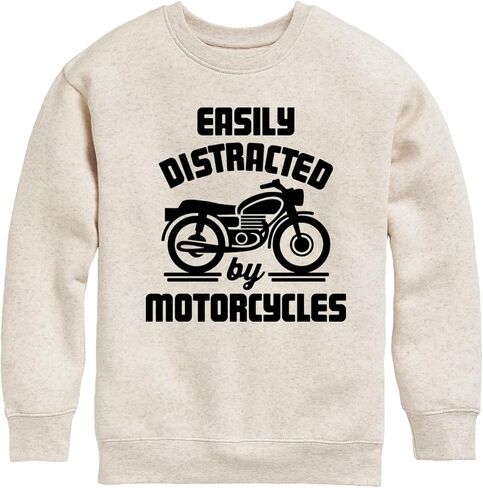 Instant Message - Easily Distracted by Motorcycles - Toddler & Youth Crewneck Fleece Sweatshirt in Kuwait
