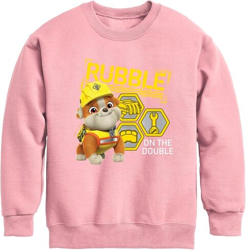 HYBRID APPAREL - Paw Patrol - Rubble & Crew - Rubble On the Double - Toddler & Youth Crewneck Fleece Sweatshirt - Size Small Mauve in Saudi Arabia