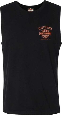 Harley-Davidson Men's Eagle Piston Piston Crew Crew-Sliveless Cotton Muscle Tee ، Black in Saudi Arabia