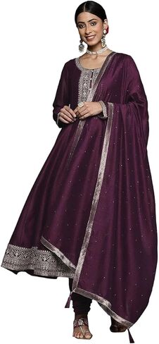 Womens Kurta Set Indian Style Embroidered Party Wear Anarkali Kurta Churidar Dupatta Set in Saudi Arabia