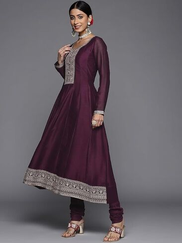 Womens Kurta Set Indian Style Embroidered Party Wear Anarkali Kurta Churidar Dupatta Set in Saudi Arabia