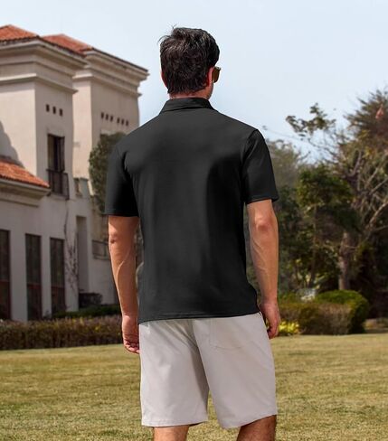 Lexiart Men's Casual Polo Shirt Short Sleeve Classic Golf Shirt Basic Collared Pocket Tops in Saudi Arabia