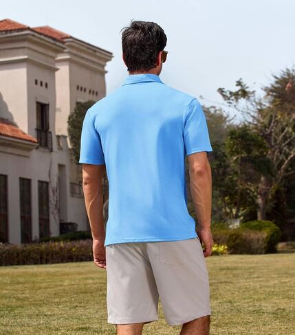 Lexiart Men's Casual Polo Shirt Short Sleeve Classic Golf Shirt Basic Collared Pocket Tops in Saudi Arabia