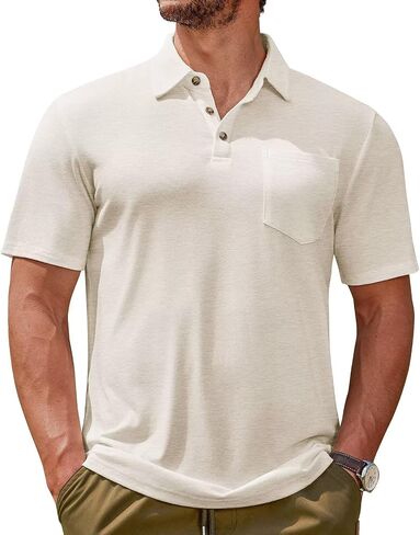 Lexiart Men's Casual Polo Shirt Short Sleeve Classic Golf Shirt Basic Collared Pocket Tops in Saudi Arabia