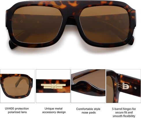 SOJOS Trendy Square Aviator Sunglasses for Womens Mens Polarized Flat Top Designer Inspired UV400 Sun Glasses SJ2281 in Kuwait