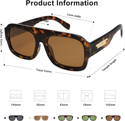 SOJOS Trendy Square Aviator Sunglasses for Womens Mens Polarized Flat Top Designer Inspired UV400 Sun Glasses SJ2281 in Kuwait