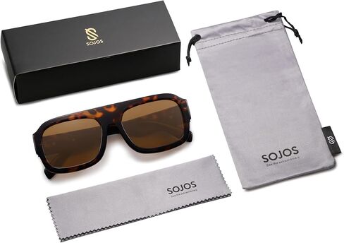 SOJOS Trendy Square Aviator Sunglasses for Womens Mens Polarized Flat Top Designer Inspired UV400 Sun Glasses SJ2281 in Kuwait