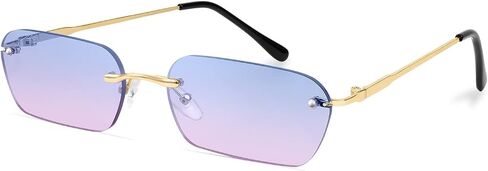 FEISEDY Rimless Sunglasses Y2K Retro Small Narrow Clear Eyewear Vintage Rectangle Sunglasses for Women Men B2643 in Saudi Arabia