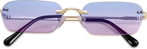 FEISEDY Rimless Sunglasses Y2K Retro Small Narrow Clear Eyewear Vintage Rectangle Sunglasses for Women Men B2643 in Saudi Arabia