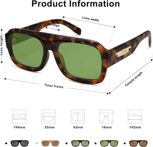 SOJOS Trendy Square Aviator Sunglasses for Womens Mens Polarized Flat Top Designer Inspired UV400 Sun Glasses SJ2281 in Kuwait