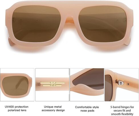 SOJOS Trendy Square Aviator Sunglasses for Womens Mens Polarized Flat Top Designer Inspired UV400 Sun Glasses SJ2281 in Kuwait
