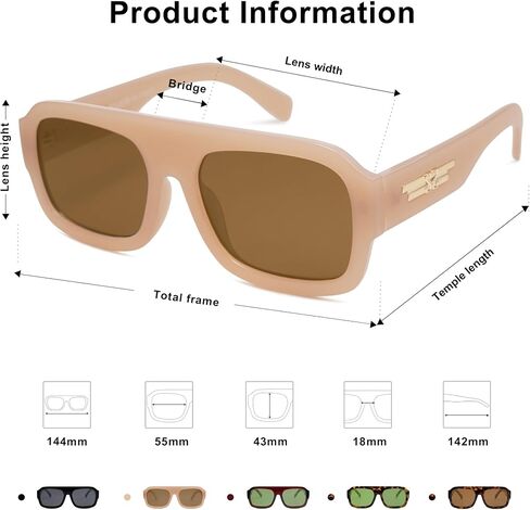 SOJOS Trendy Square Aviator Sunglasses for Womens Mens Polarized Flat Top Designer Inspired UV400 Sun Glasses SJ2281 in Kuwait