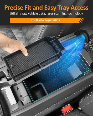 CDEFG لـ Nissan Rogue 2021-2025 Center Center Center Organizer Tray 2021 2022 2023 2024 2025 Rogue (SV ، Rock Creek ، SL ، Platinum) Armrest Storage Middle Console in Saudi Arabia