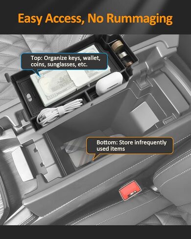 CDEFG لـ Nissan Rogue 2021-2025 Center Center Center Organizer Tray 2021 2022 2023 2024 2025 Rogue (SV ، Rock Creek ، SL ، Platinum) Armrest Storage Middle Console in Saudi Arabia