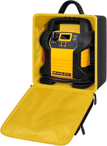 Car Jumper Starter Storage Bag Compatible with DEWALT DXAEJ14 Digital Portable Power Station Air Compressor, Carrying Case Holder Container (Black with Yellow Zipper Case Only) in Saudi Arabia
