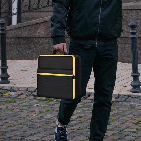 Car Jumper Starter Storage Bag Compatible with DEWALT DXAEJ14 Digital Portable Power Station Air Compressor, Carrying Case Holder Container (Black with Yellow Zipper Case Only) in Saudi Arabia