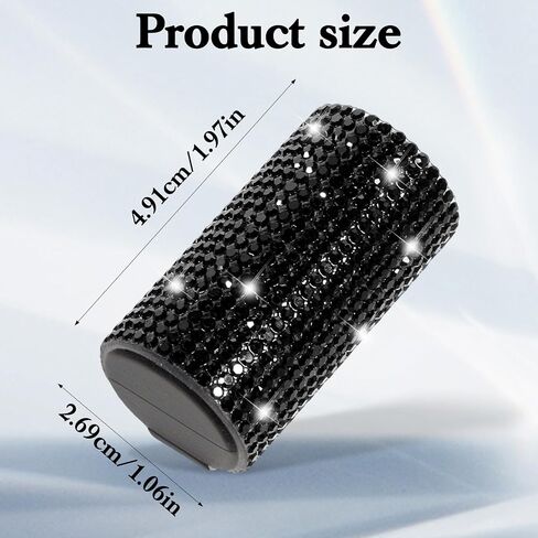 Car Lip Balm Holder, Upright Bling Lip Balm Mount Insulating Rhinestone Cars Accessories for Women Interior Suitable for Most Vehicles (Black) in Saudi Arabia