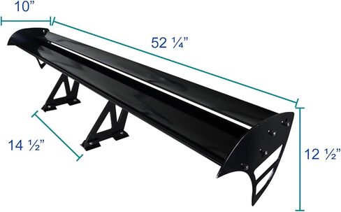 Spec-D Tuning 52" Universal Glossy Black Aluminum Adjustable F1 Style Double Deck Rear Trunk Spoiler in Saudi Arabia