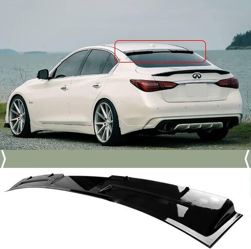 يناسب 2014-2021 Infiniti Q50 Gloss Black V Style Roof Spoiler Spoiler Wing Wing ، in Kuwait