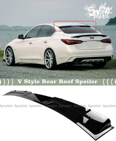 يناسب 2014-2021 Infiniti Q50 Gloss Black V Style Roof Spoiler Spoiler Wing Wing ، in Kuwait