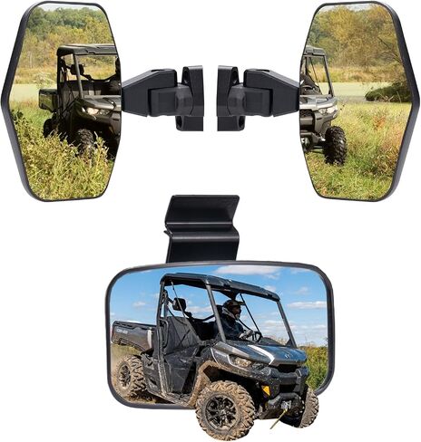 A & UTV Pro Can-Am Defender Mirrors Kit View الخلفية والمرايا الجانبية القابلة للتعديل لعام 2016-2024 ، المرآة الخلفية المحدبة ، استبدل OEM# 715002459 ، 3pcs in Saudi Arabia