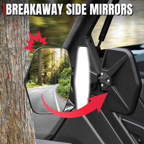 A & UTV Pro Can-Am Defender Mirrors Kit View الخلفية والمرايا الجانبية القابلة للتعديل لعام 2016-2024 ، المرآة الخلفية المحدبة ، استبدل OEM# 715002459 ، 3pcs in Saudi Arabia