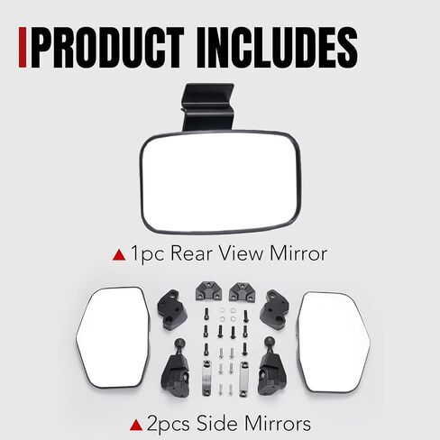 A & UTV Pro Can-Am Defender Mirrors Kit View الخلفية والمرايا الجانبية القابلة للتعديل لعام 2016-2024 ، المرآة الخلفية المحدبة ، استبدل OEM# 715002459 ، 3pcs in Saudi Arabia
