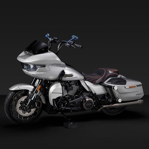 Advanblack Axion Performance Style Mirrors Harley Motorcycle Rear View Mirrors Compatible with Sportster Softail Road Glide Electra Street Glide King Dyna Ultra V-rod Indian (Blue) in Saudi Arabia
