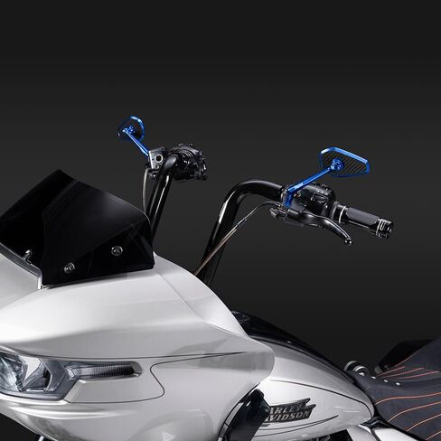 Advanblack Axion Performance Style Mirrors Harley Motorcycle Rear View Mirrors Compatible with Sportster Softail Road Glide Electra Street Glide King Dyna Ultra V-rod Indian (Blue) in Saudi Arabia