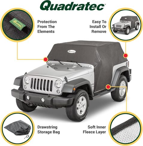 Quadratec Softbond 5-Layer Cab Cover - Fits Jeep Wrangler JK 2007-2018 2 Door Rain for Protection from Rain, Sleet or Snow, black in Saudi Arabia